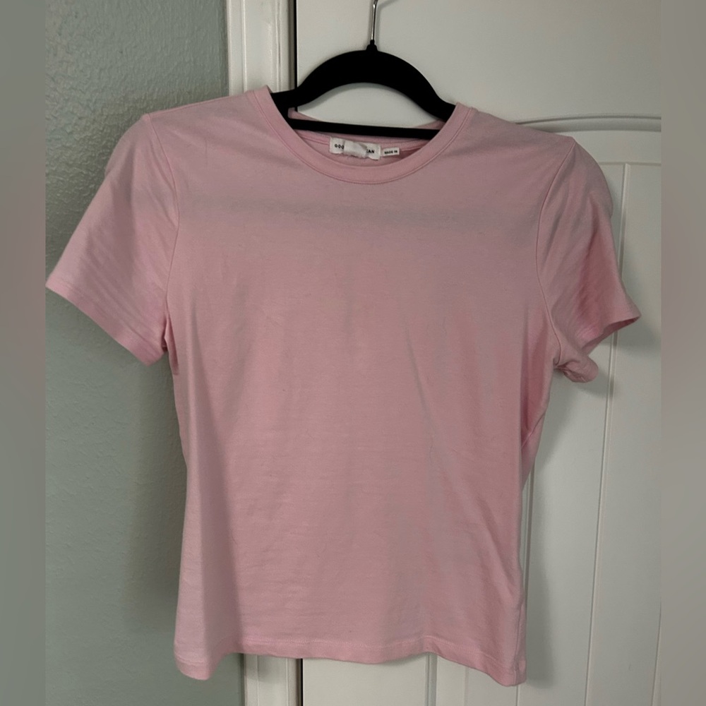 Good American Light Pink Super Stretch Short Sleeve Baby Tee